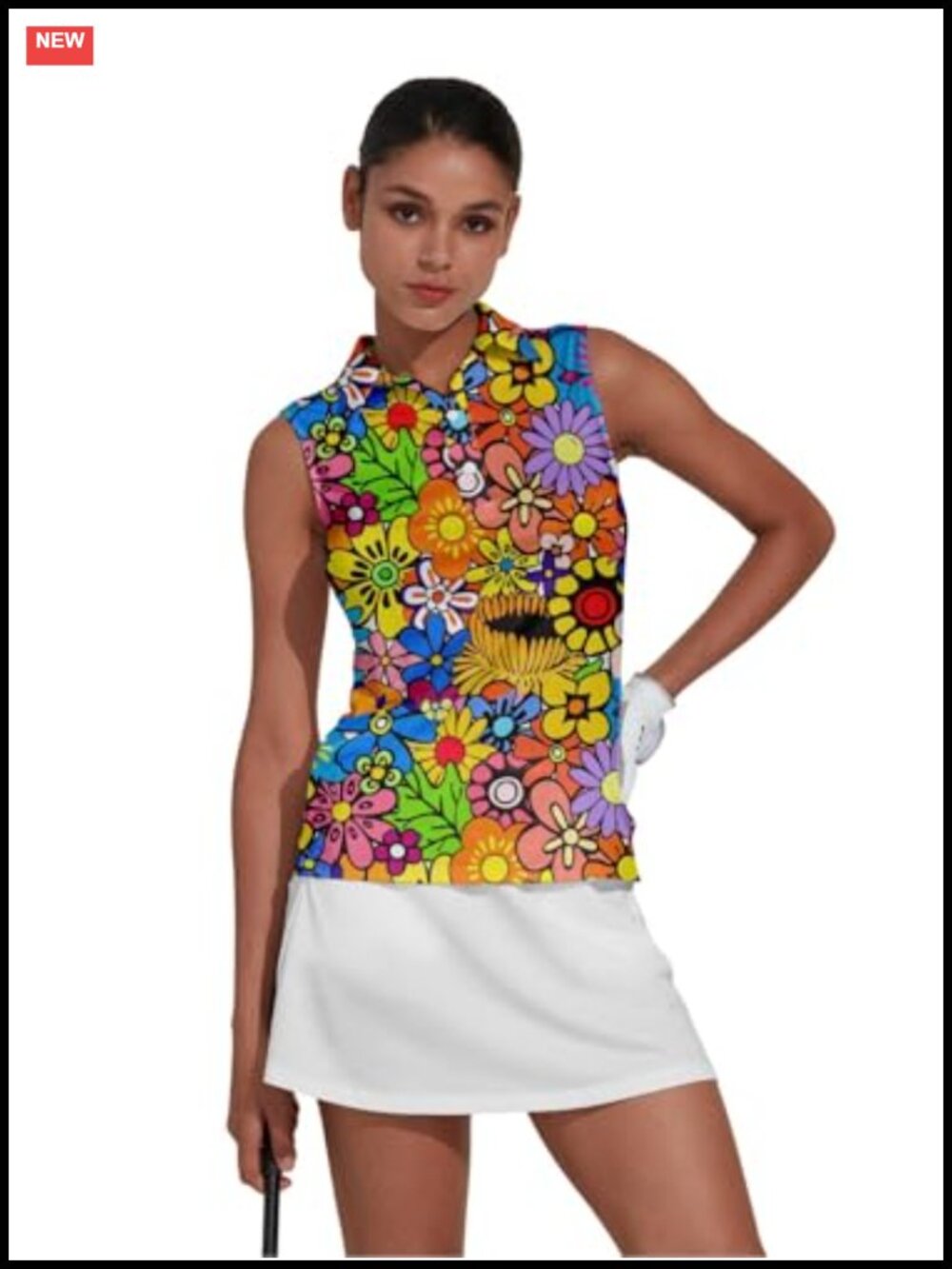 Women's Sleeveless Golf Polo Shirt Quick Dry UPF 50+ Button Up Tennis